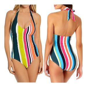 Anne Cole One-Piece Halter Swimsuit Size 8
